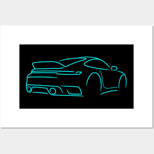 911 stoplamp back rear sportcar aqua Posters and Art